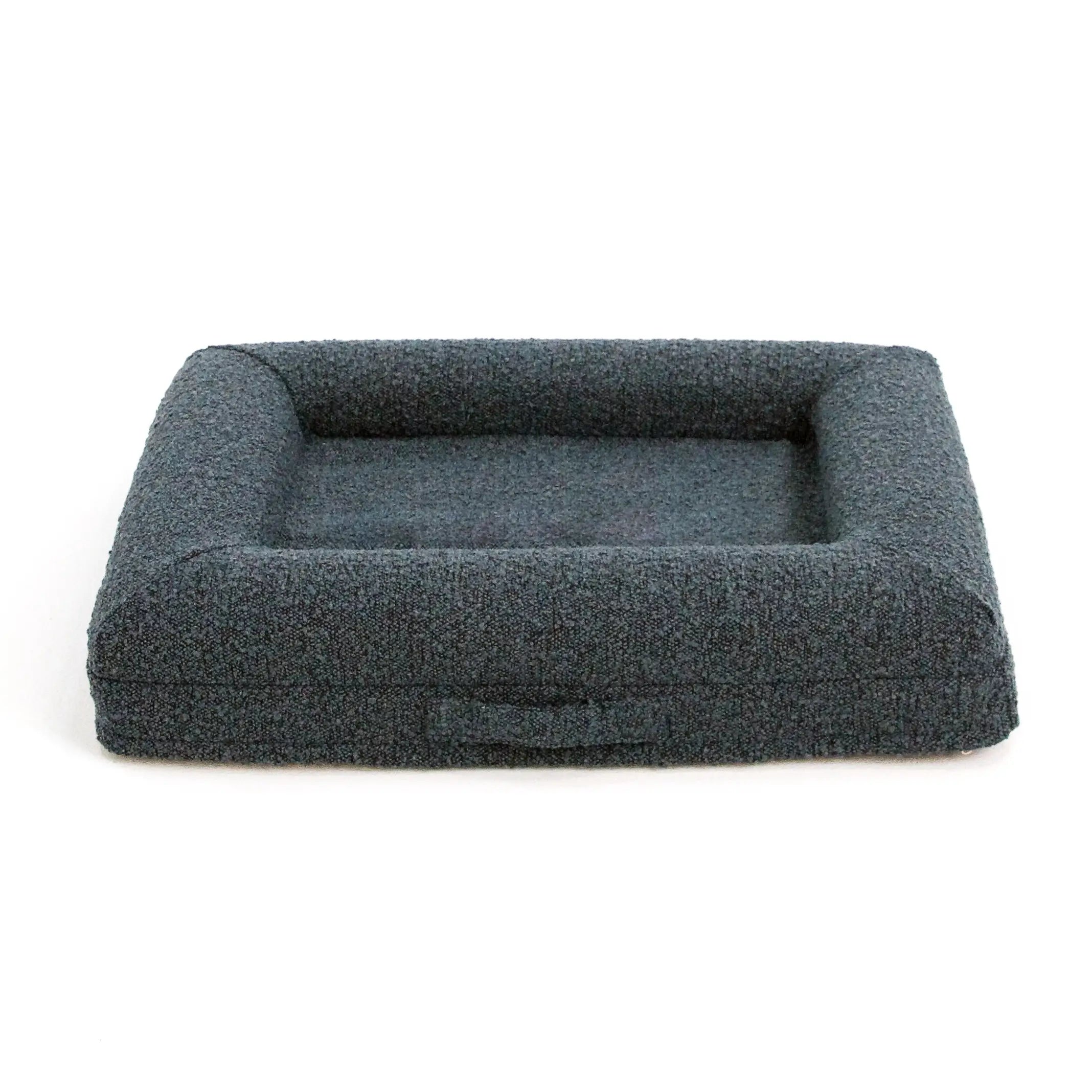 Small Bouclé Orthopedic Dog Bed (Bolster, Ocean Blue)