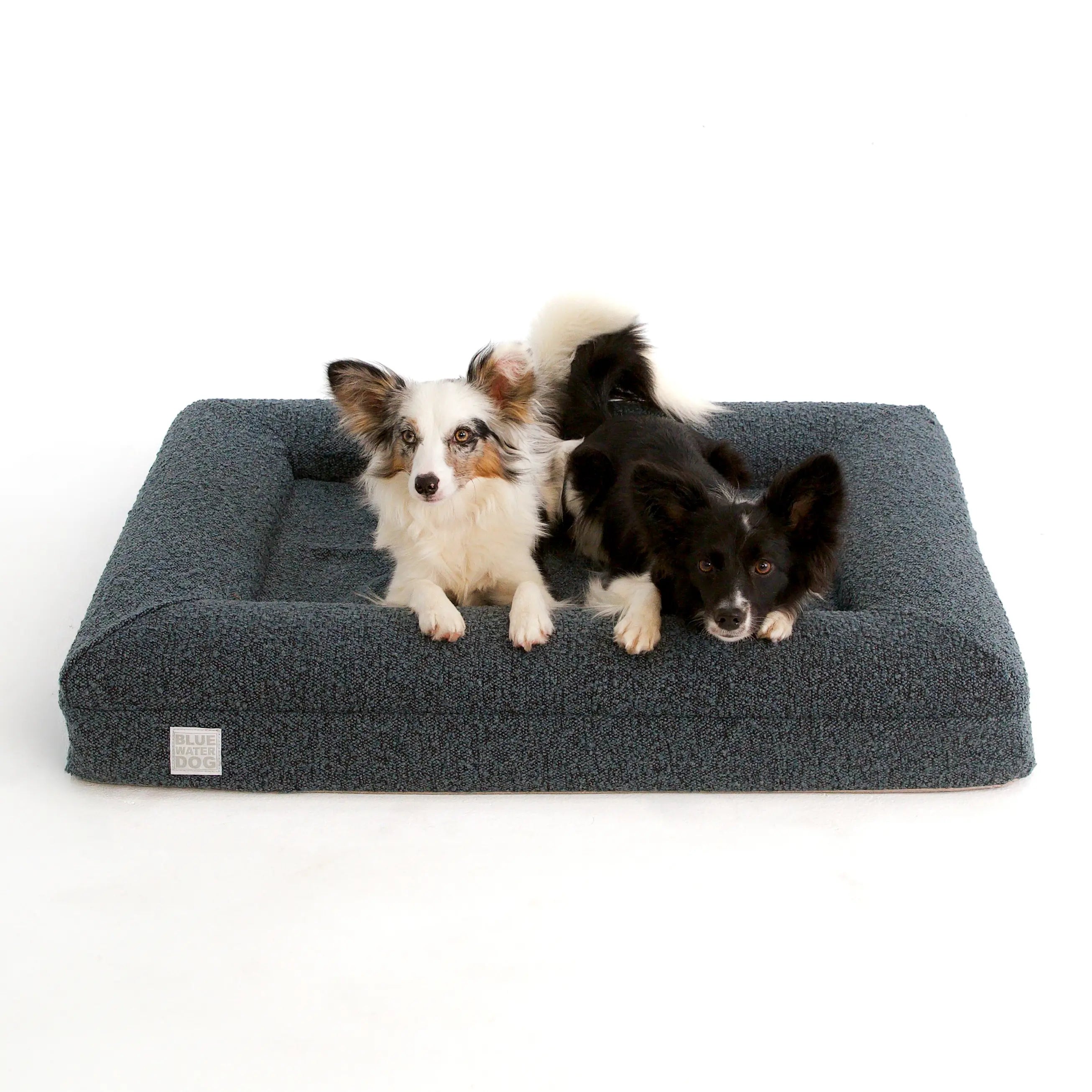 Medium Bouclé Orthopedic Dog Bed (Bolster, Ocean Blue)