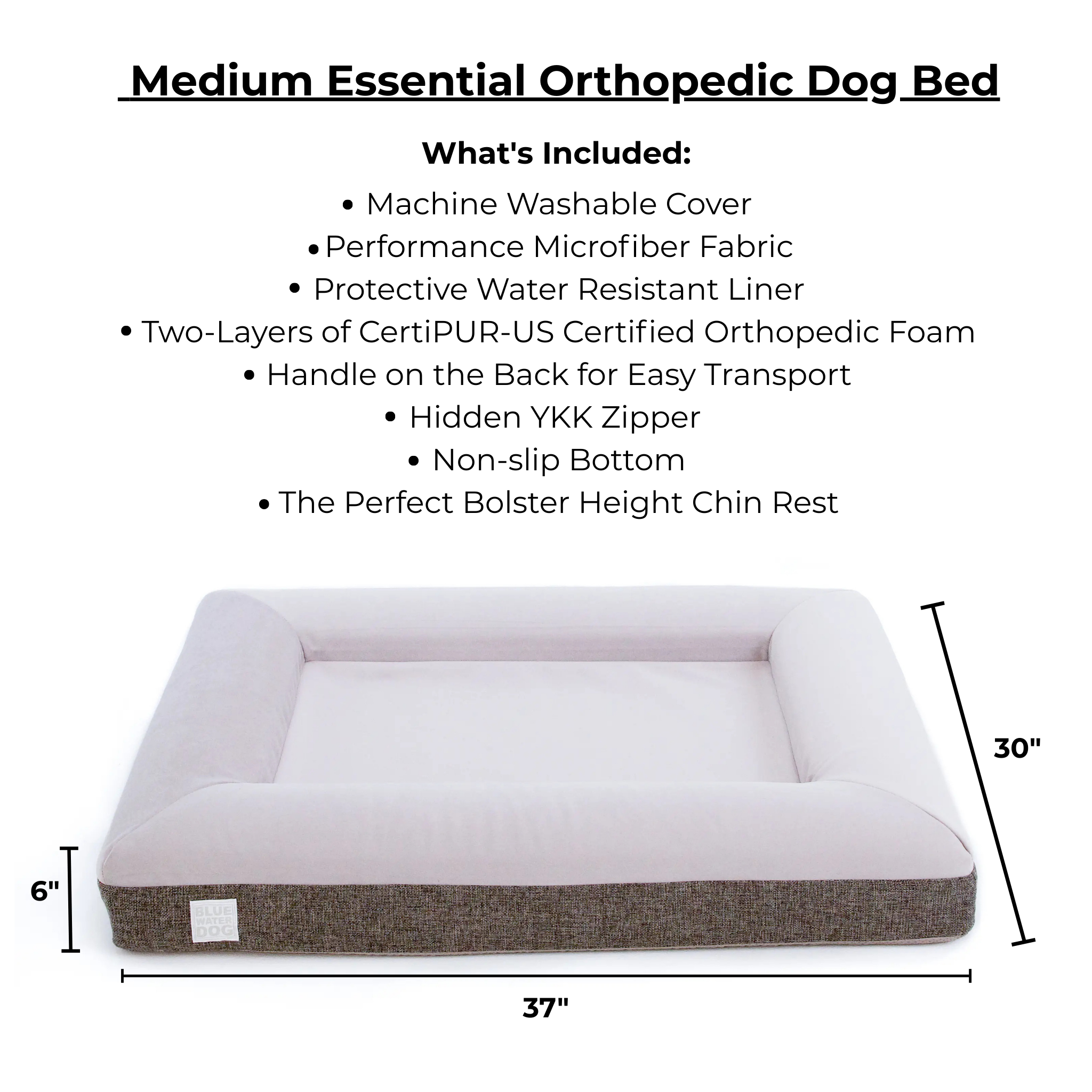 Medium Microfiber Orthopedic Dog Bed (Bolster, Essential / Gray)