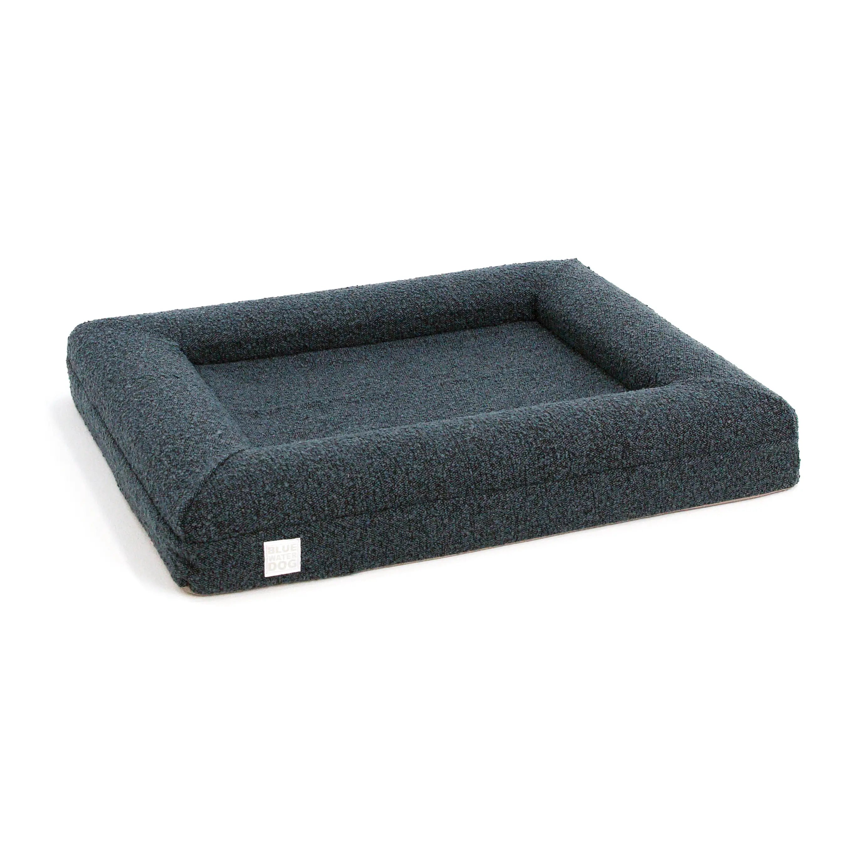 Medium Bouclé Orthopedic Dog Bed (Bolster, Ocean Blue)