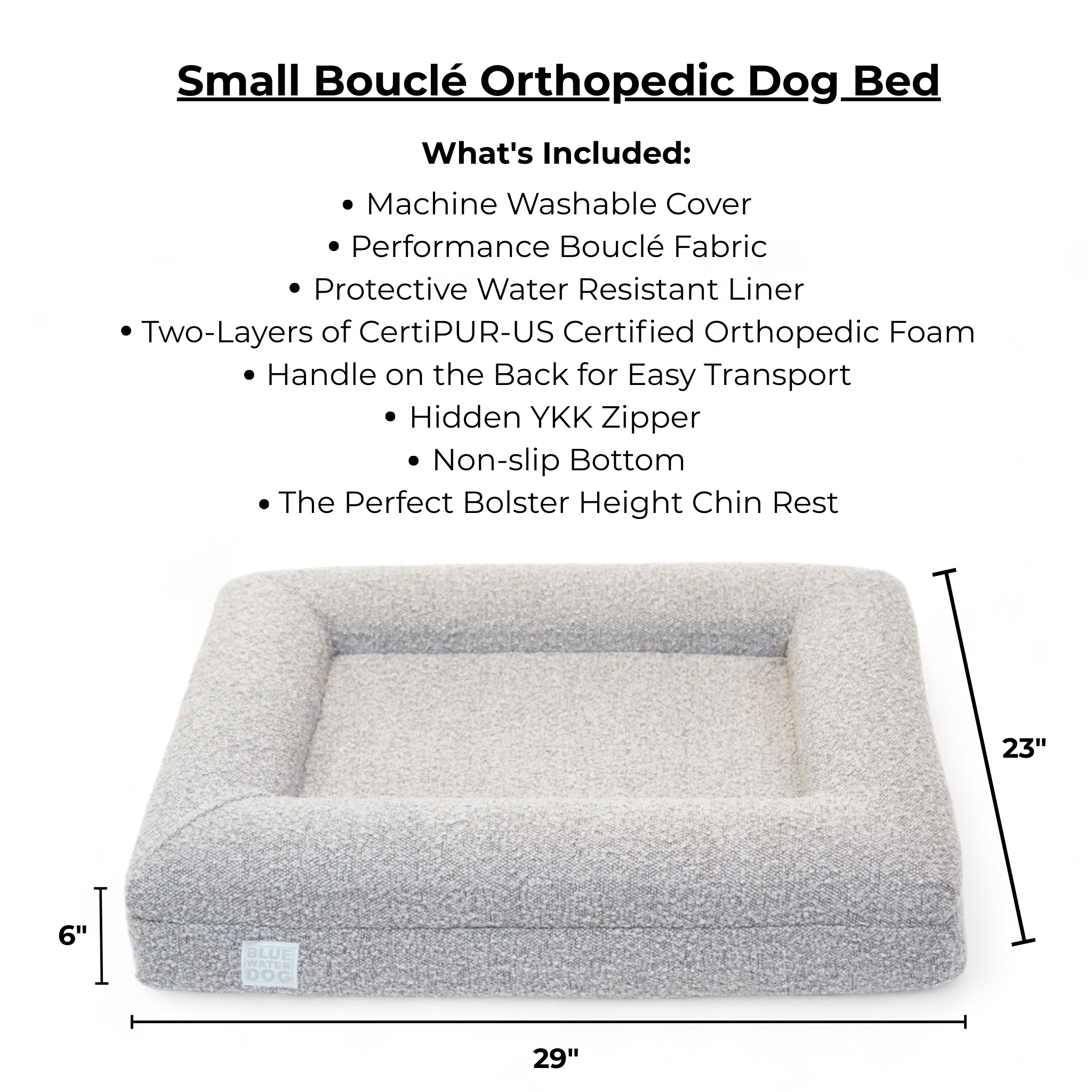 Small Bouclé Orthopedic Dog Bed (Bolster, Sand)