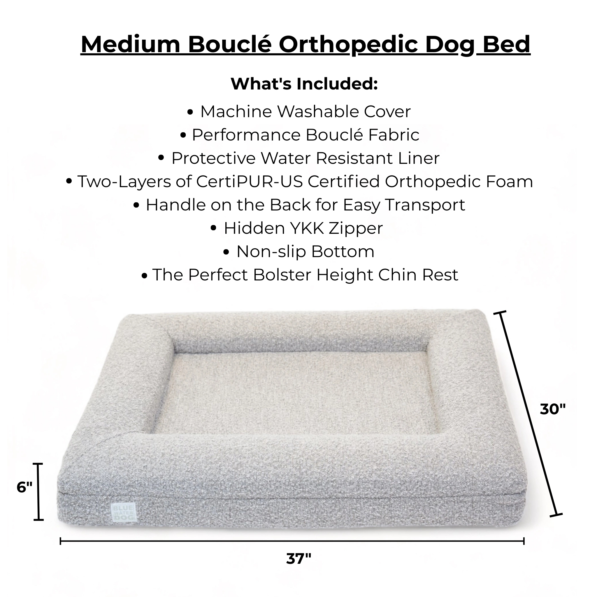 Medium Bouclé Orthopedic Dog Bed (Bolster, Sand)