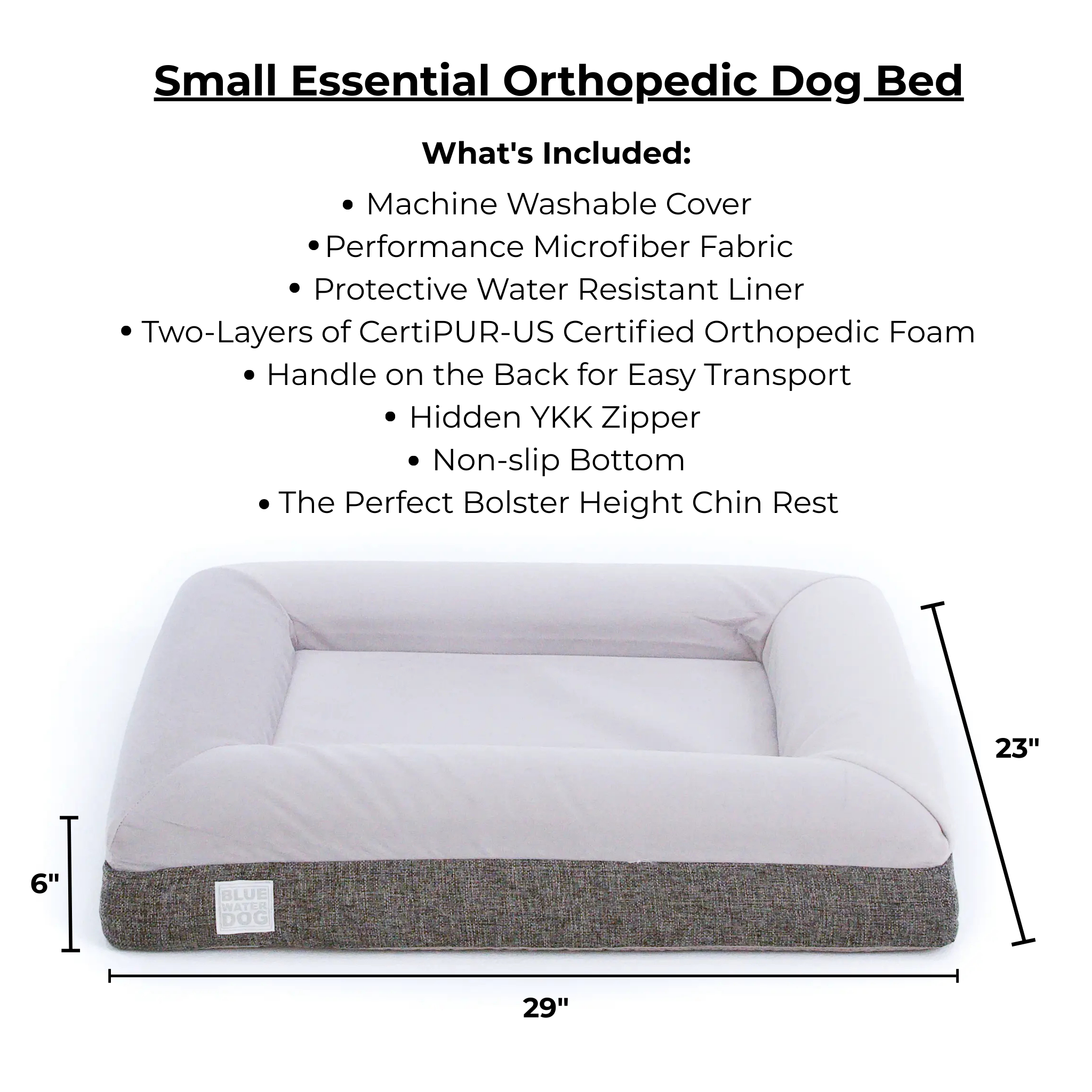 Small Microfiber Orthopedic Dog Bed (Bolster, Essential / Gray)